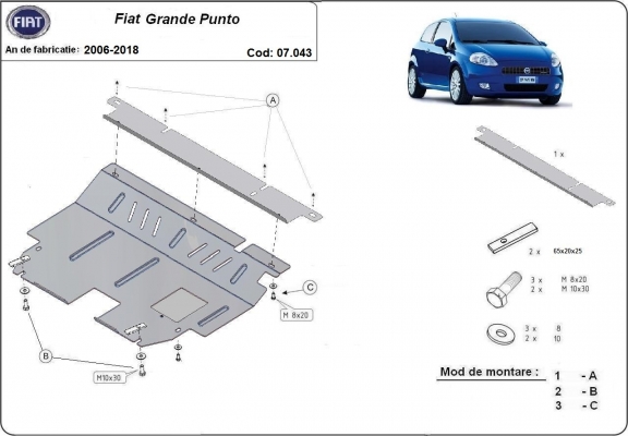 Cubre carter metalico Fiat Grande Punto
