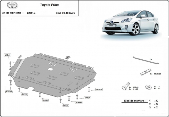 Cubre carter de aluminio Toyota Prius