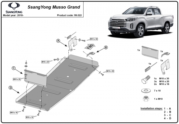 Protector del deposito de combustible Ssangyong Musso Grand