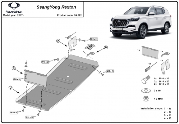 Protector del deposito de combustible Ssangyong Rexton