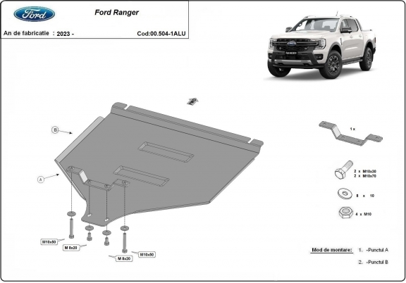 Protector de aluminio de la caja de cambios Ford Ranger