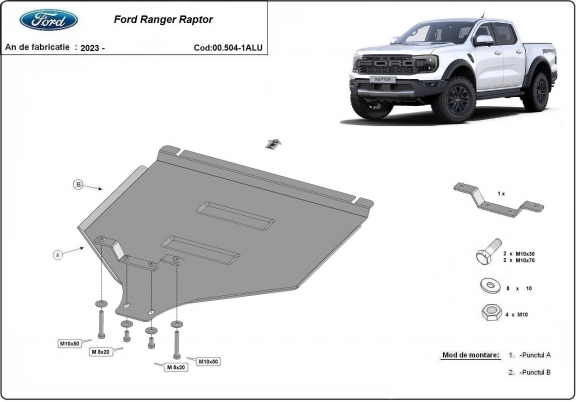 Protector de aluminio de la caja de cambios Ford Ranger Raptor