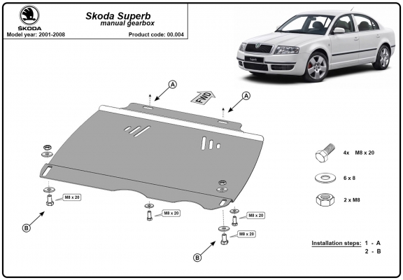 Protector de la caja de cambios Skoda Superb - Manual