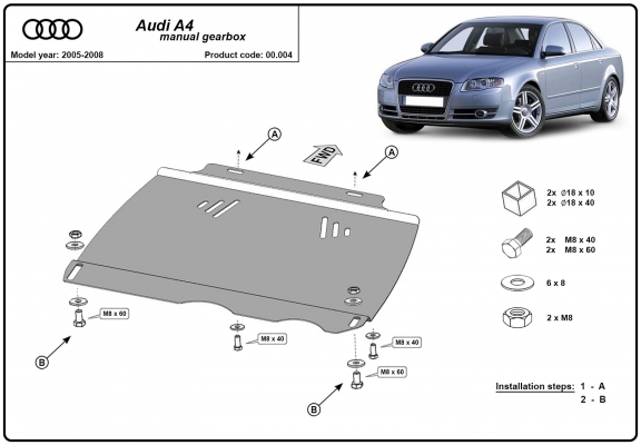 Protector de la caja de cambios Audi A4 B7 - Manual