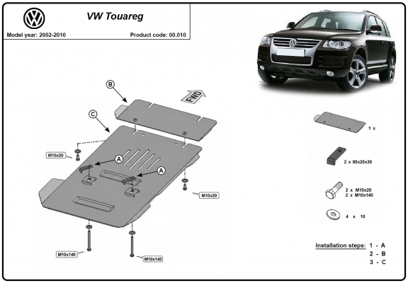Protector de la caja de cambios Volkswagen Touareg 7L