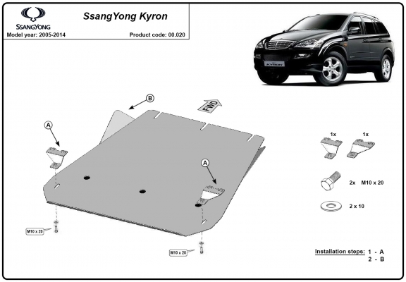 Protector de la caja de cambios SsangYong Kyron