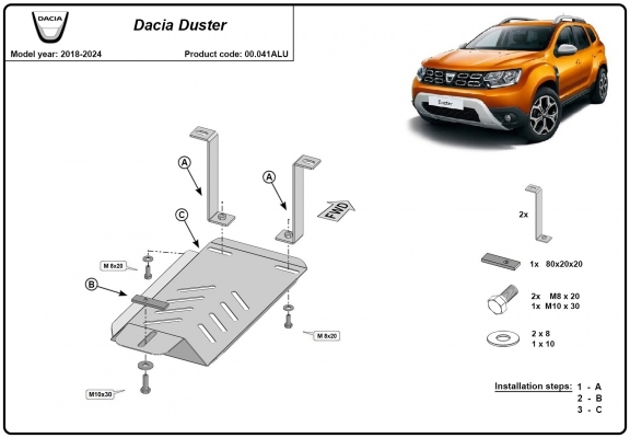 Protector de aluminio del diferencial trasero Dacia Duster - 4x4