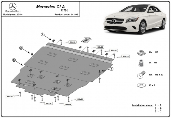 Cubre carter metalico Mercedes CLA C118
