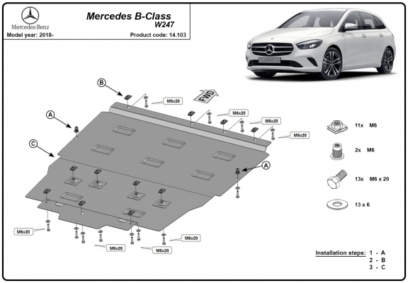 Cubre carter metalico Mercedes B-Class W247