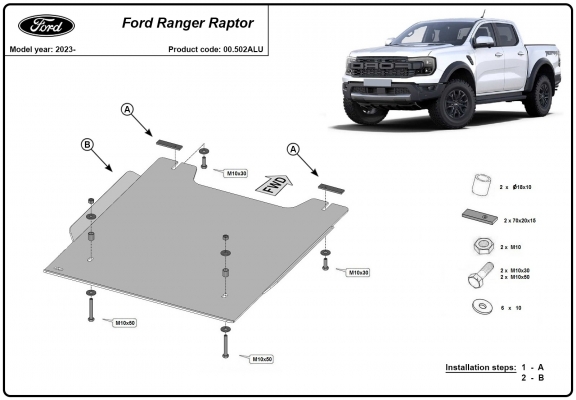 Protector de aluminio de la caja de transferencia Ford Ranger Raptor