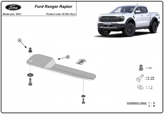 Protector de aluminio del filtro de combustible Ford Ranger Raptor