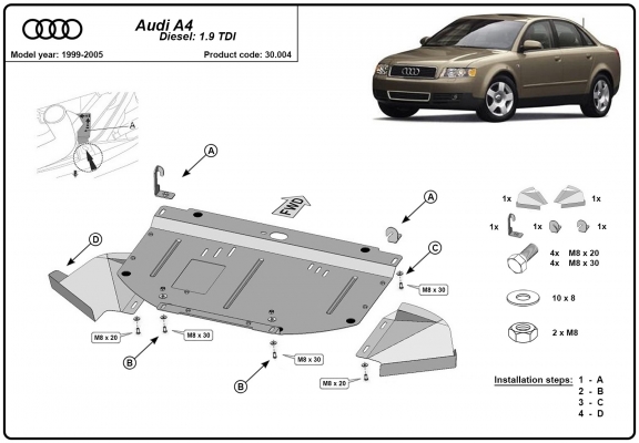 Cubre carter metalico Audi A4 B6 - 1.9 Tdi