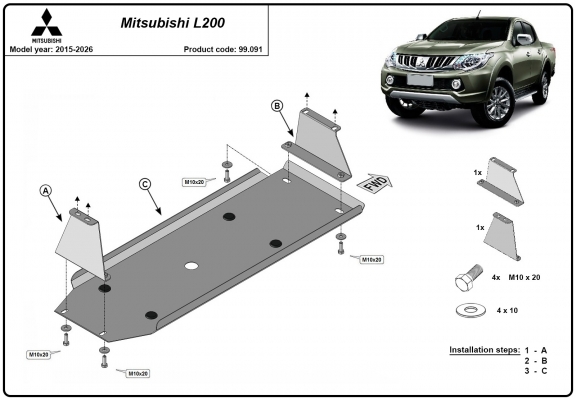 Protector del deposito de combustible Mitsubishi L 200