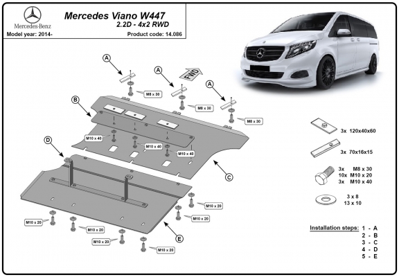Cubre carter metalico Mercedes Viano W447 - 2.2 D