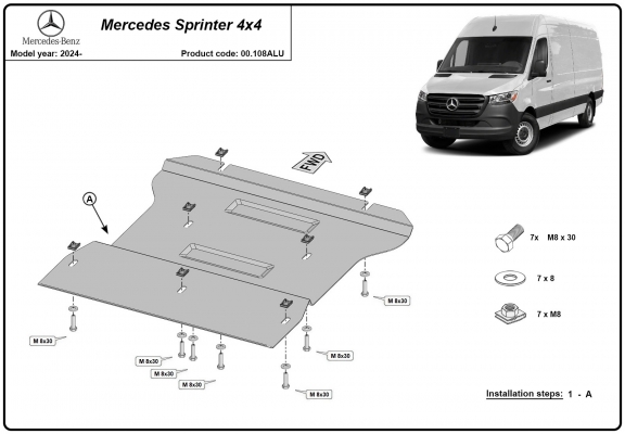 Protector de aluminio de la caja de cambios Mercedes Sprinter 4x4