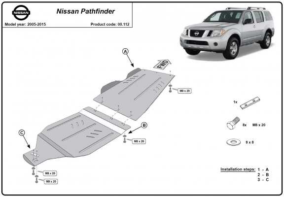 Protector de la caja de cambios y diferencial Nissan Pathfinder