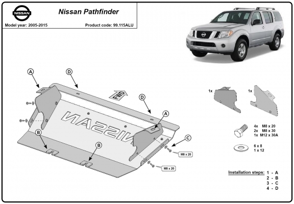 Protector de aluminio del radiador Nissan Pathfinder